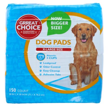 Great Choice® X-Large Dog and Puppy Pee Pads, Potty Training, 28" x 30", Unscented, 150 Count