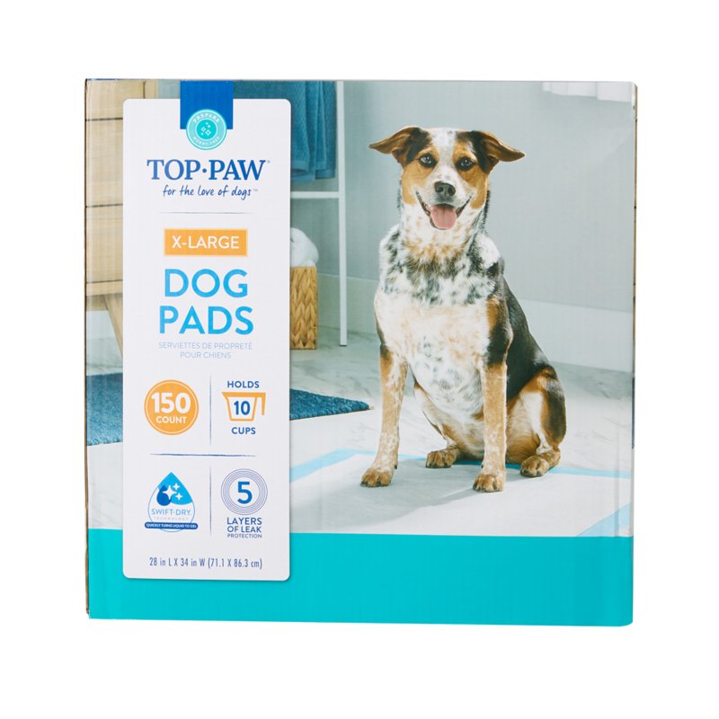 Top Paw® X-Large Premium Dog and Puppy Pee Pads, Potty Training, 28" x 34", Unscented, 150 Count