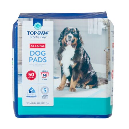Top Paw® XXL Premium Dog and Puppy Pee Pads, Potty Training, 27.5" x 44", Unscented, 50 Count