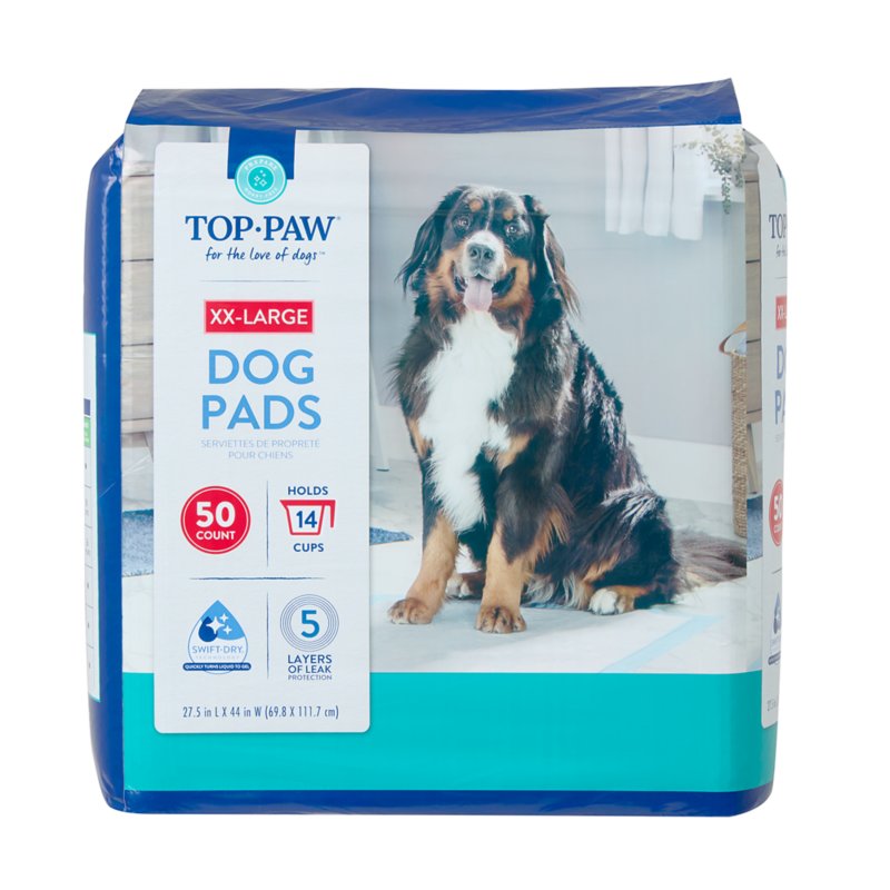 Top Paw® XXL Premium Dog and Puppy Pee Pads, Potty Training, 27.5" x 44", Unscented, 50 Count