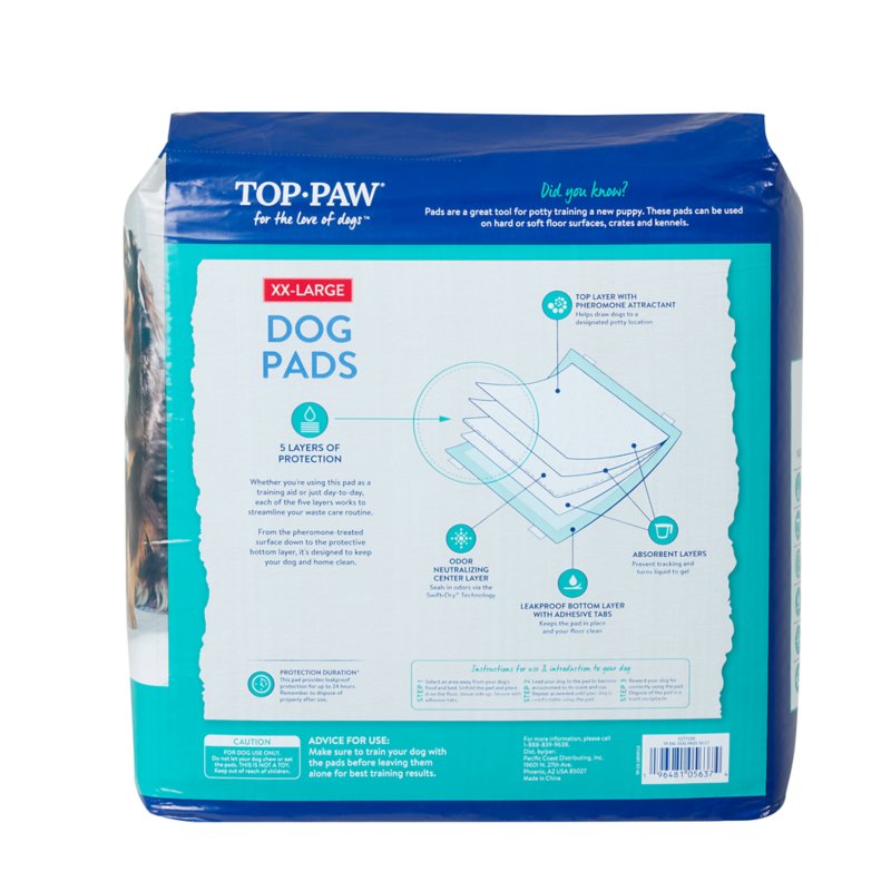 Top Paw® XXL Premium Dog and Puppy Pee Pads, Potty Training, 27.5" x 44", Unscented, 50 Count - Image 6
