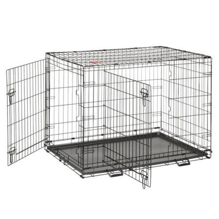 Top Paw® Double Door Folding Wire Dog Crate w/ Divider Panel - Leak Prook Tray; Metal, SM-XL