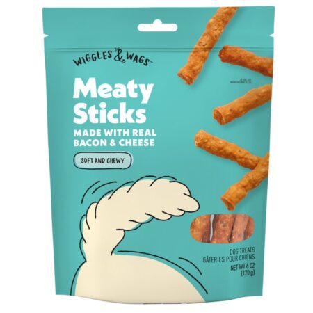 Wiggles & Wags Bacon & Cheese Meaty Sticks Dog Treats 6 OZ