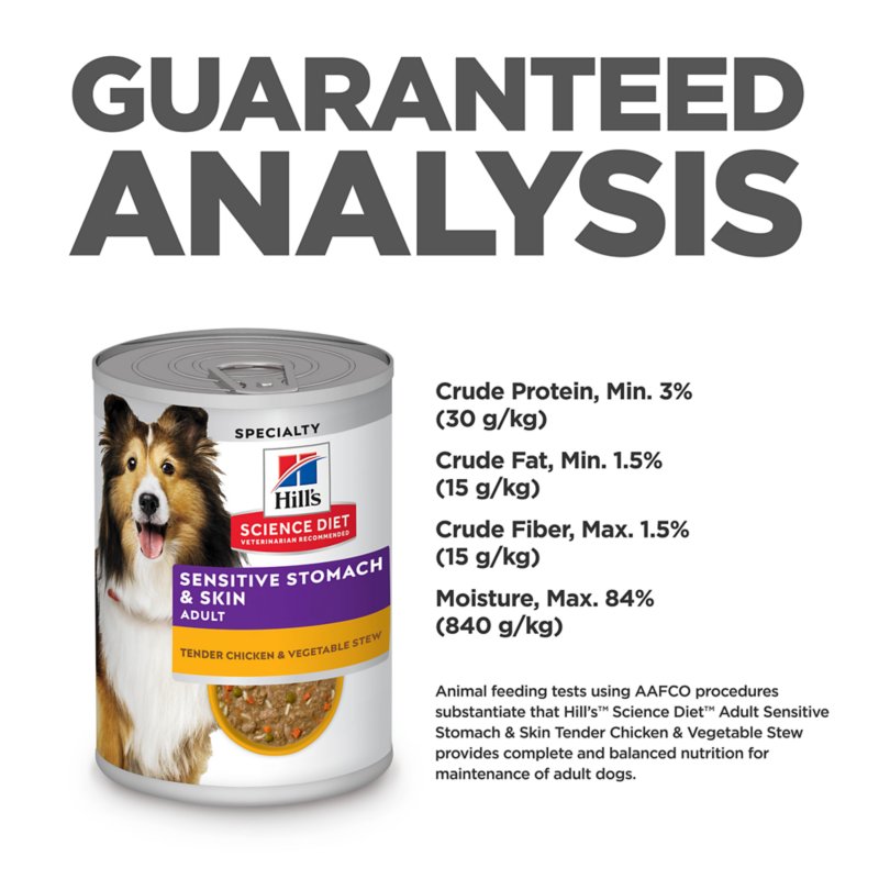 Hill's Science Diet Sensitive Stomach & Skin Adult Dog Wet Food - Chicken & Vegetable Stew, 12.5 oz - Image 6