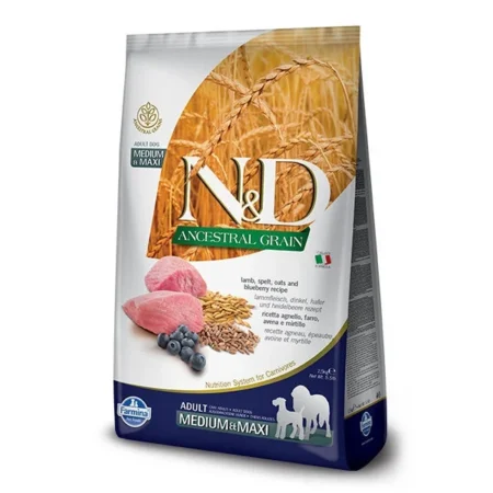 Farmina Natural & Delicious Ancestral Grain Canine Adult Medium & Maxi Dog Food Formula - Lamb & Blueberries