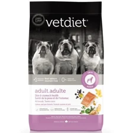 Vetdiet Dry Food for Adult Dogs - Skin & Stomach Health - Salmon & Pea Formula